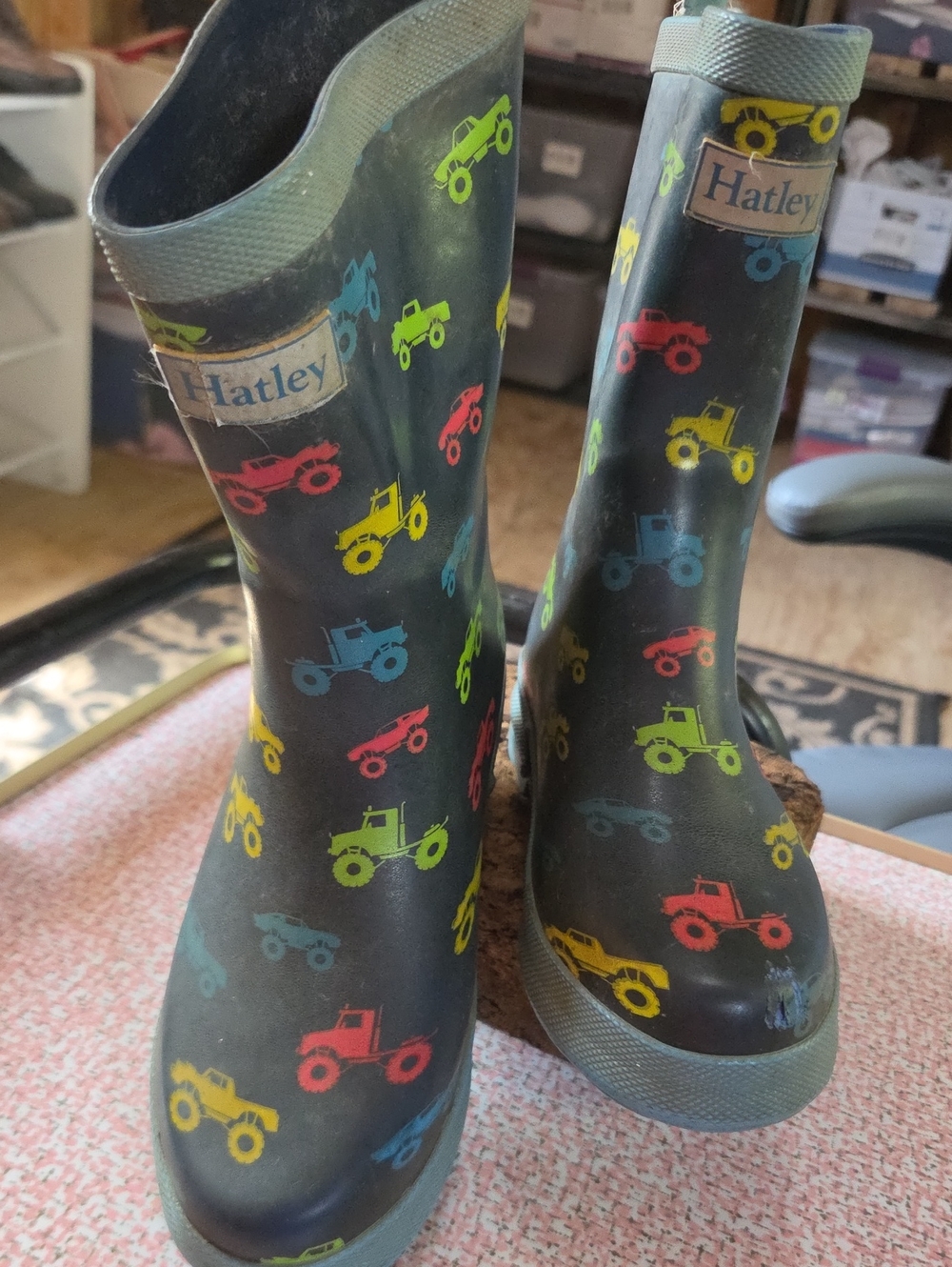 Hatley Kids Monster Truck Waterproof Rubber Rain Boots Black Size 1 Youth